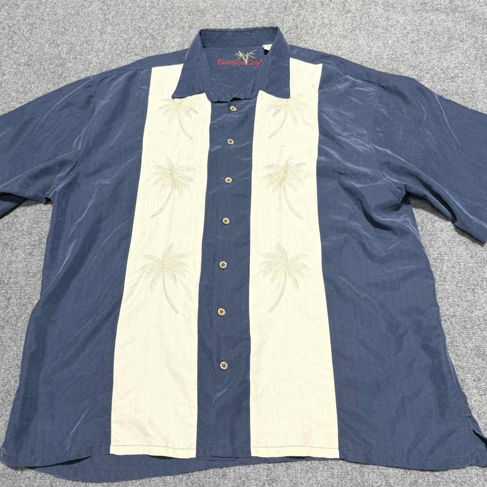 Bamboo Cay Shirt Mens 3XL Blue Palm Trees Hawaiian Camp Tropical Resort Wear